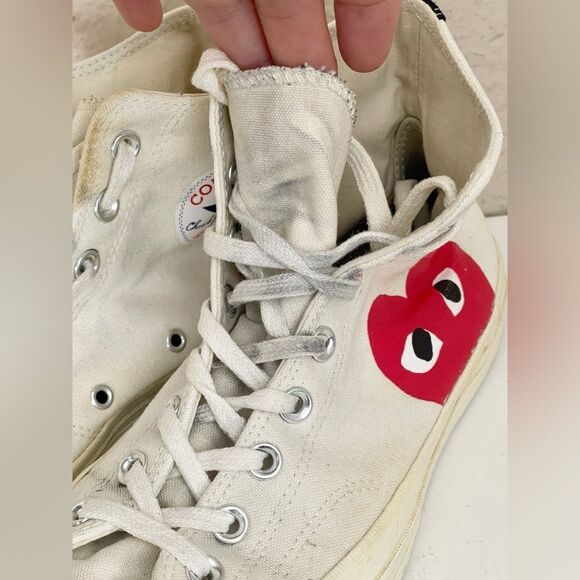 Come Des Garçons PLAY Converse Chuck Taylor Hidden Heart High Top Sneaker W11 M9 - Picture 12 of 15